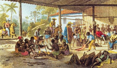 Comboio de escravos, século XIX. - Foto:Aguarela de Rugendas.